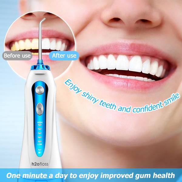 Electric Irrigator oral para os dentes, as cintas, o líquido de limpeza impermeável dos dentes sem corda da água Flosser, recarregável dentais & IPX7