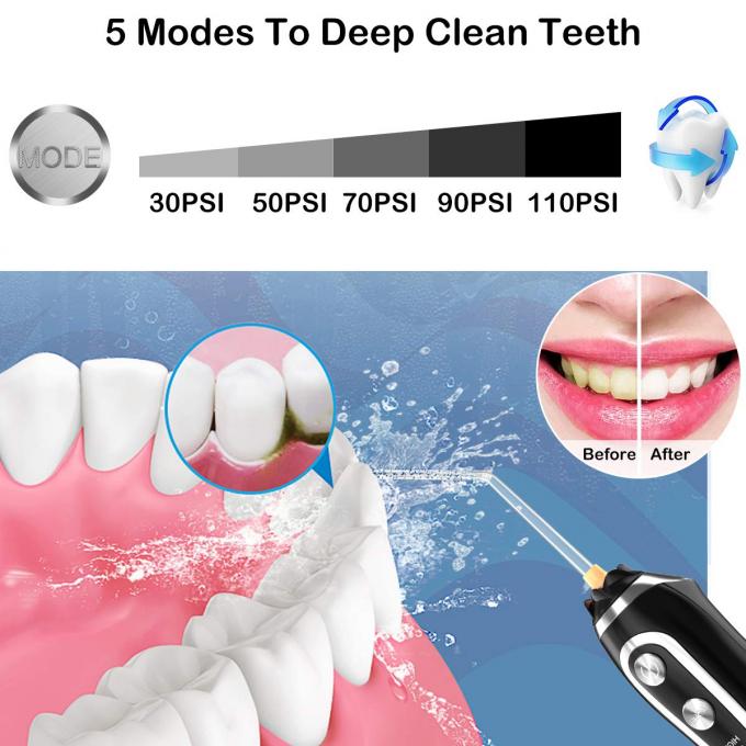 Líquido de limpeza sem corda dos dentes de Flosser da água, Irriga oral dental portátil 5 modos, IPX7 impermeável